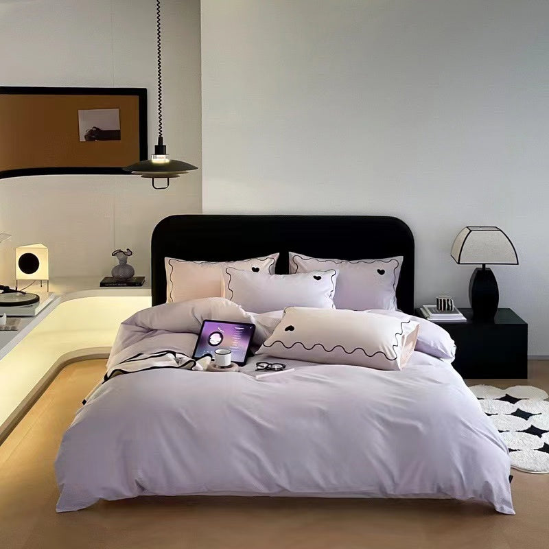 40S Pure Cotton Reversible 4 in 1 Bedding Sets Purple Wave Space