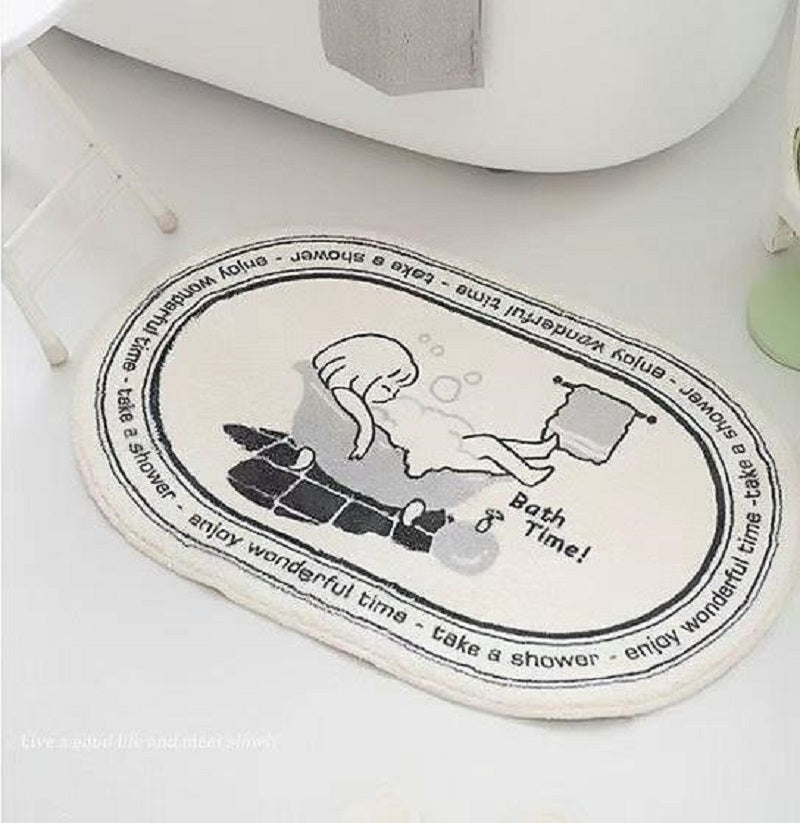 Faux Lambswool Bathroom Absorbent Non-slip Rug Shower Girl