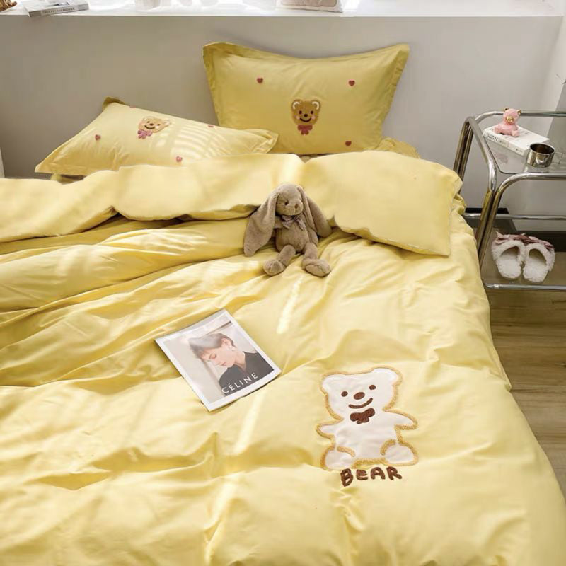 40S Long-Staple Cotton Bear Embroidery Set in 4 Lemon Yellow