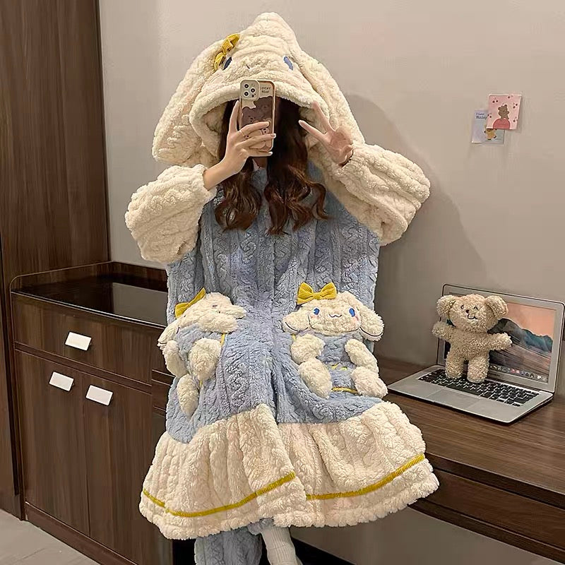 Winter Ultra Warmth Coral Fleece Gown Set Cinnamoroll