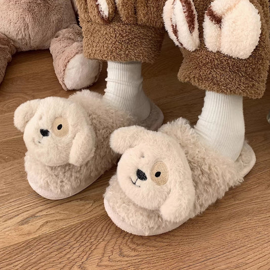 Winter Fluffy and Cute Warm Slippers 3D Puppy