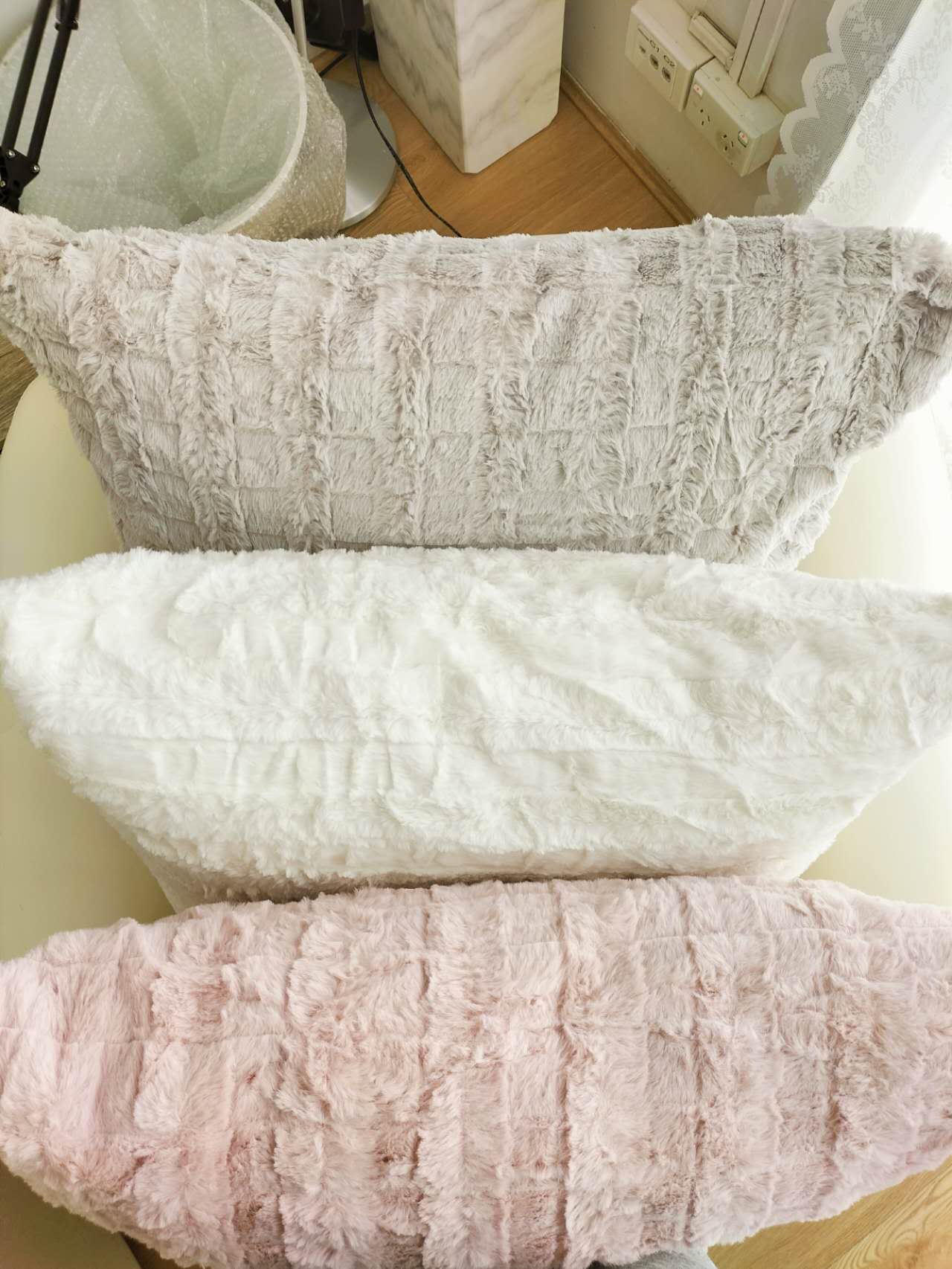 Faux Rabbit Fur Super Soft Cushion Pillow Grey