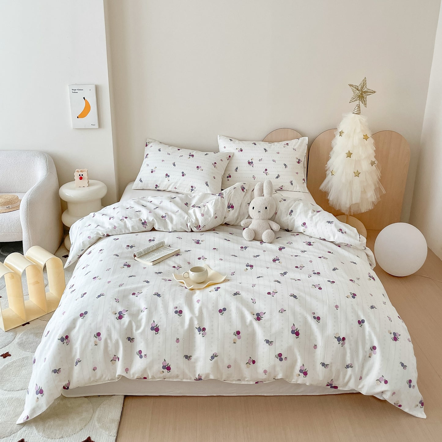 40S Pure Cotton Reversible 3 in 1 Bedding Sets Bunches of Grapes
