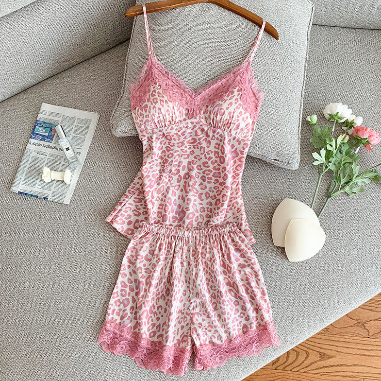 Pink Little Leopard Suspenders Homewear
