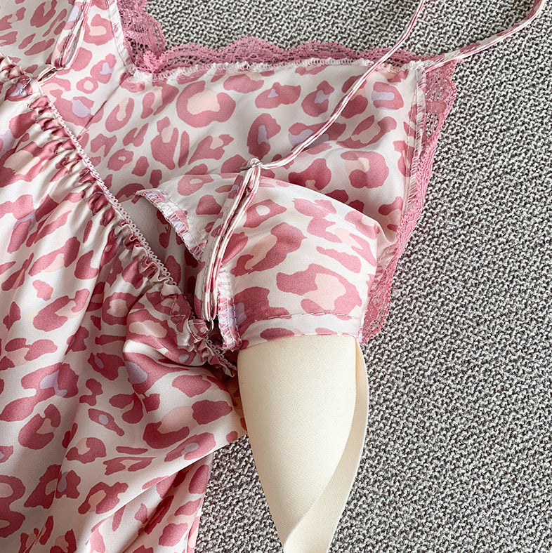 Pink Little Leopard Suspenders Homewear