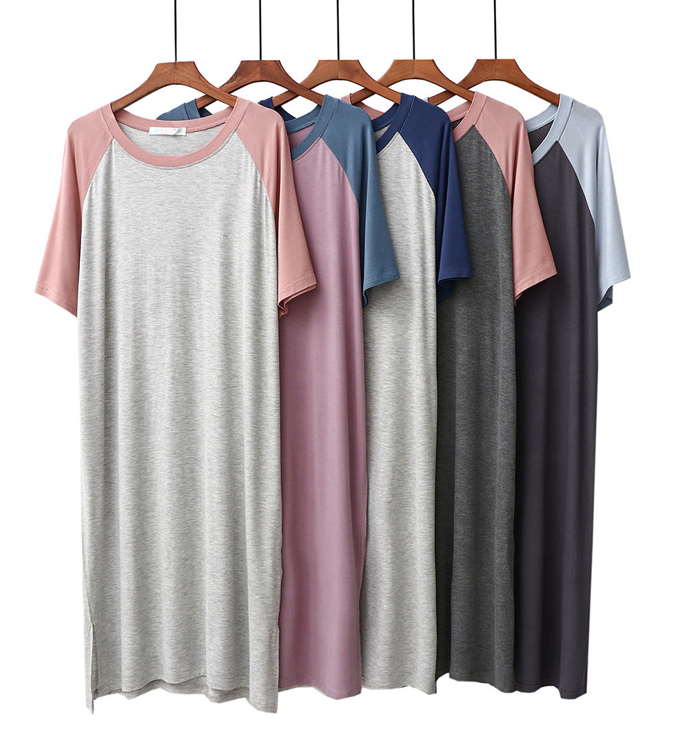 Modal Simple Color Block Nightdress