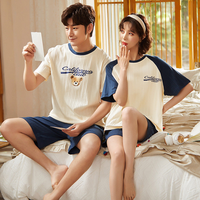 Couple Bear Pajamas Pure Cotton Short Sleeve