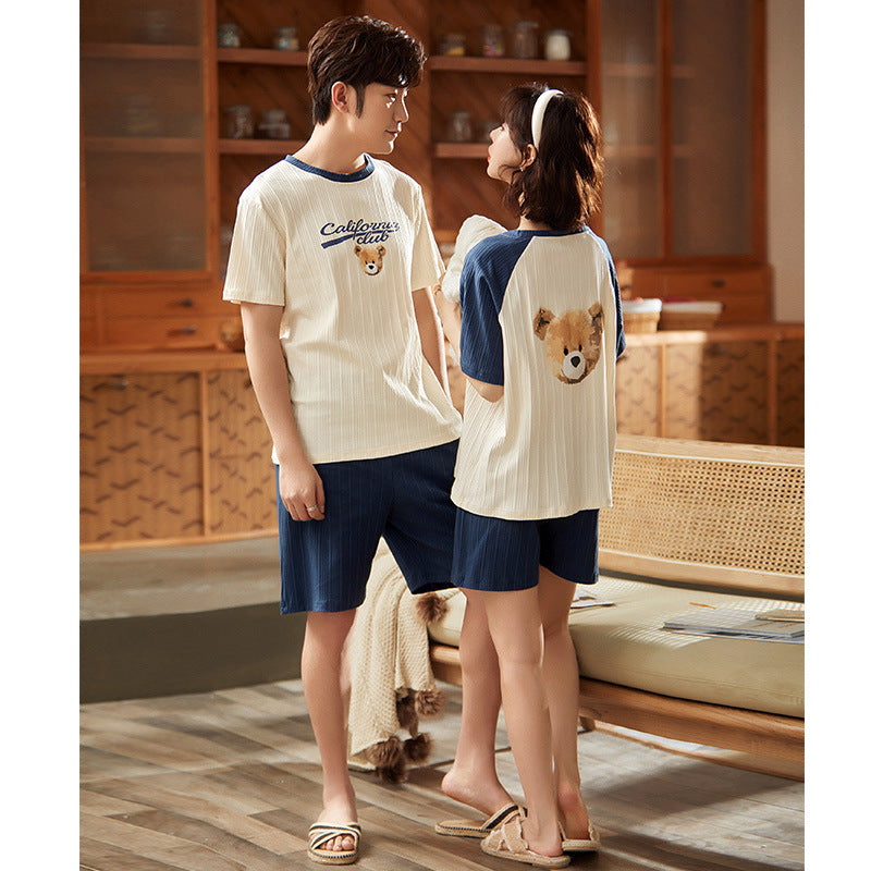 Couple Bear Pajamas Pure Cotton Short Sleeve