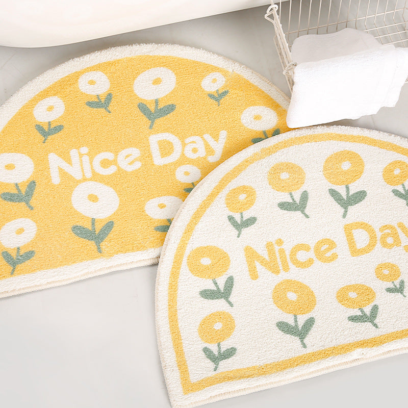 Faux Lambswool Bathroom Absorbent Nonslip Rug Yellow Floar