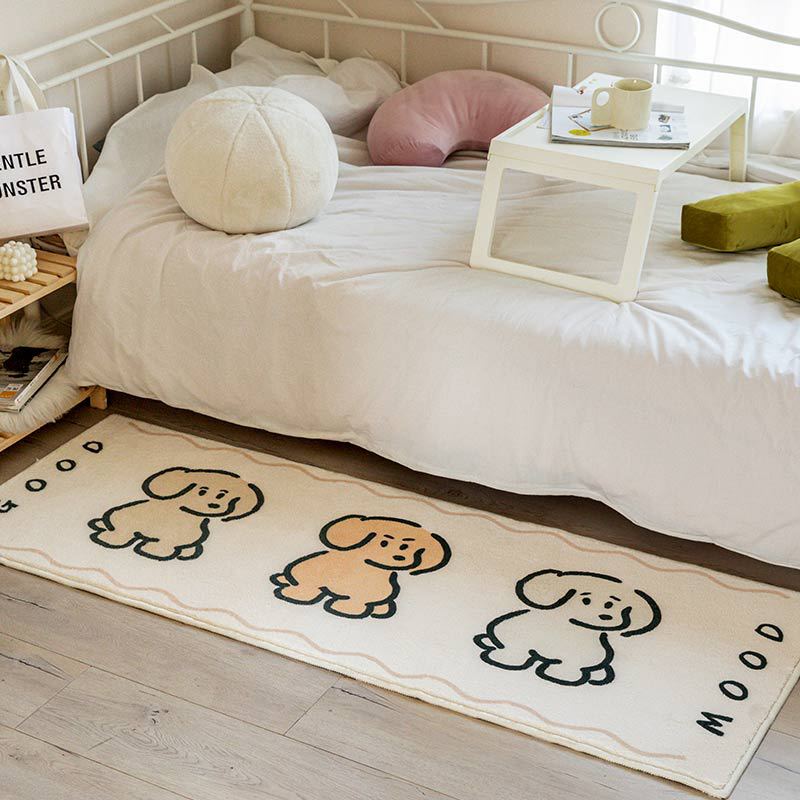 Faux Lambswool Bedroom Bathroom Rug Mood Dog