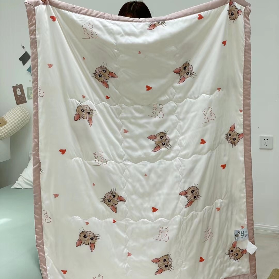 60s Lenzing Tencel Kids Summer Quilt Love Cat