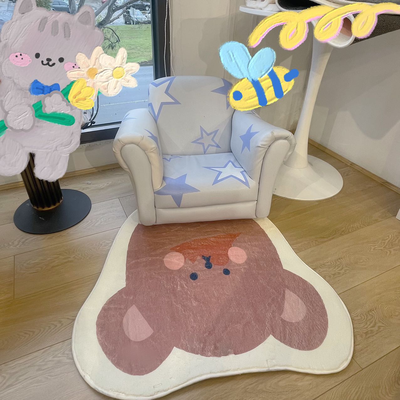 Faux Lambswool Irregular Cute Rug Bear