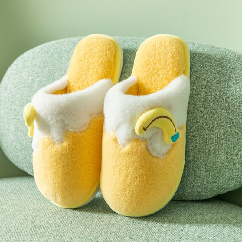 Winter Fluffy and Cute Warm Slippers Banana Yellow