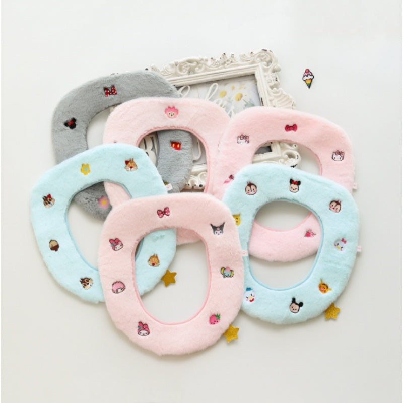 Winter Warm Butt Fluffy Toilet Seat Cover Gray Mickey