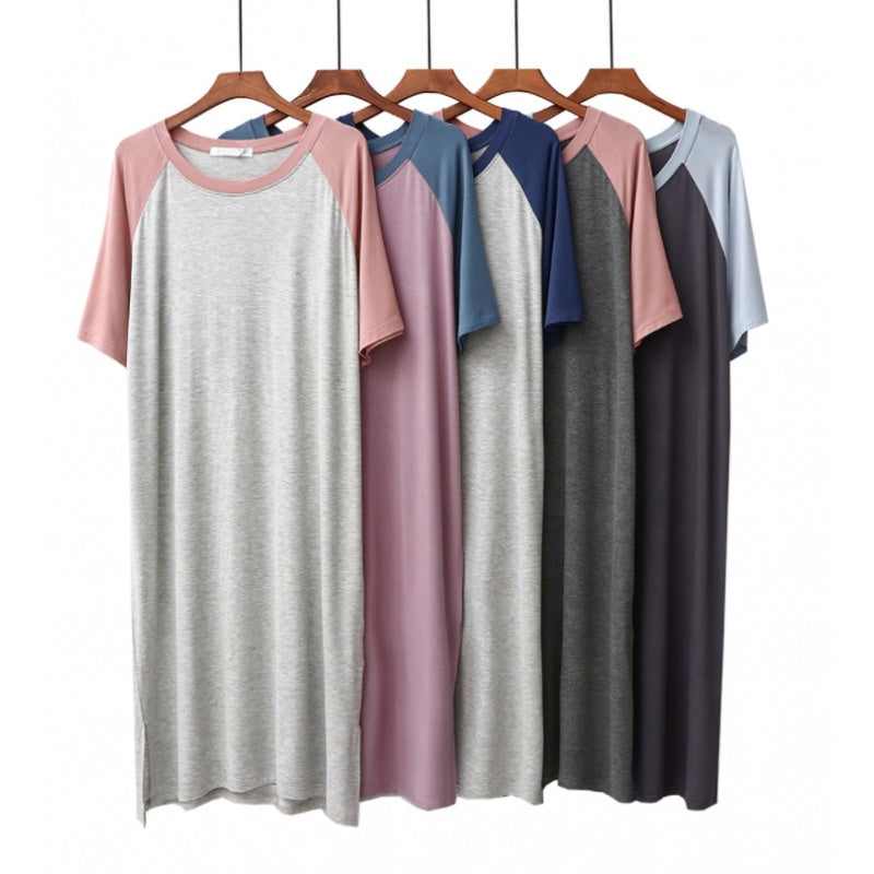 Modal Simple Color Block Nightdress