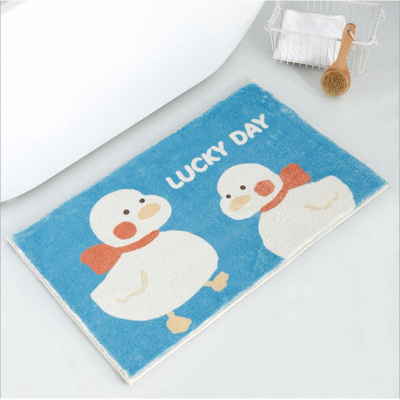 Faux Lambswool Bathroom Absorbent Non-Slip Rug Lucky Duck