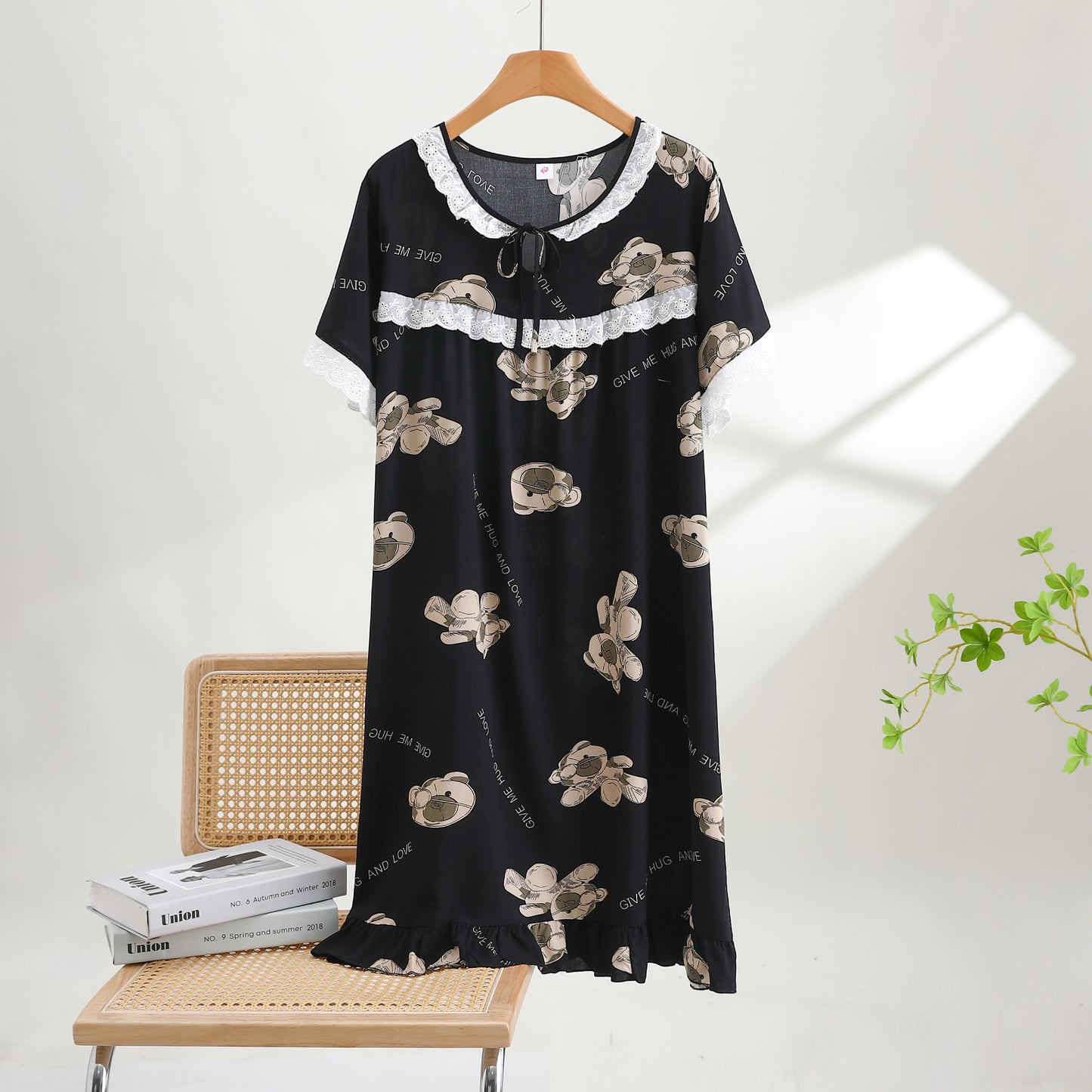 Thin Cotton Summer Nightgown - Teddy Bear