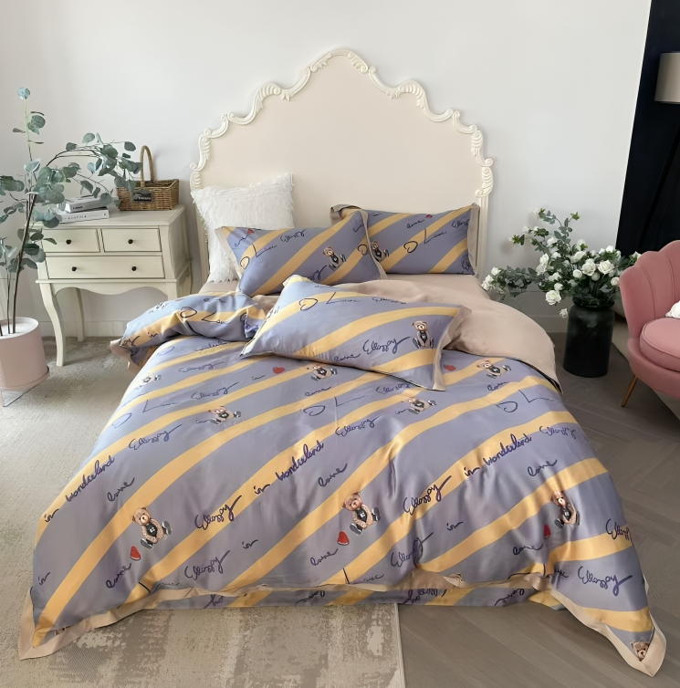 60s Lenzing Tencel Silk Summer Quilt Gentleman Bear