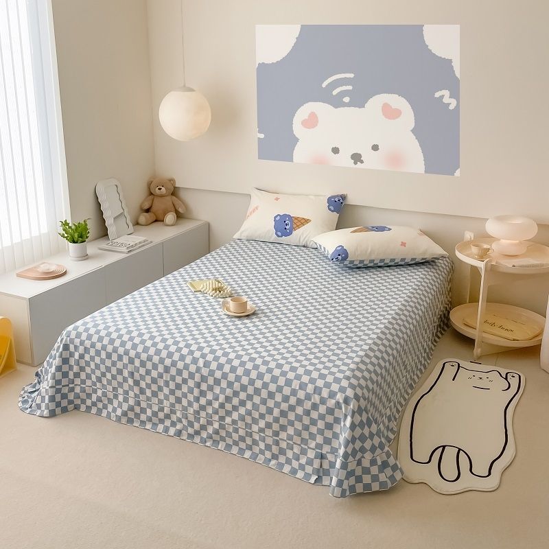 40s Pure Cotton Fitted Sheet 3 in 1 Bedding Sets Ice Cream Bear