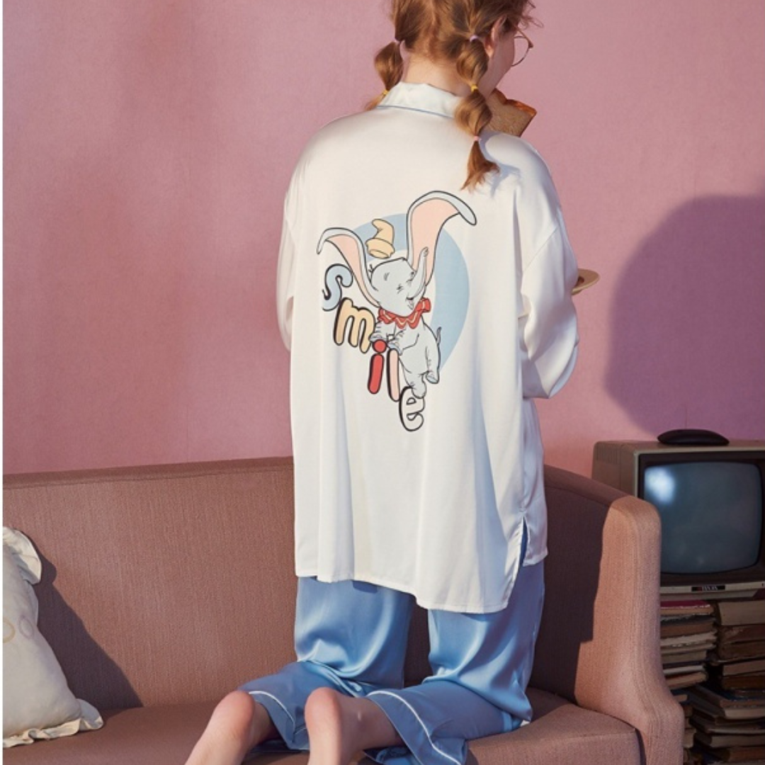 Long-Sleeved Ice Silk Pajamas Print Disney Collection