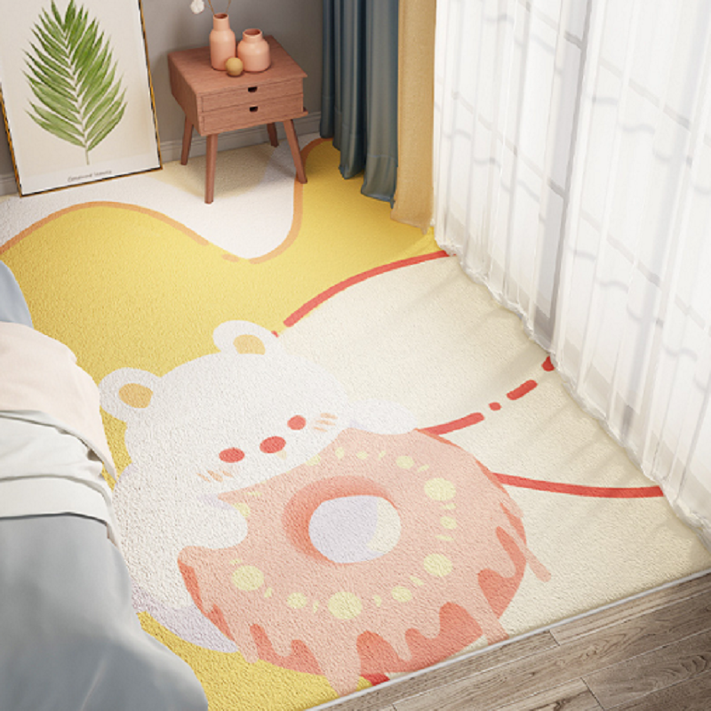 Faux Lambswool Rug Cute Donut Bear