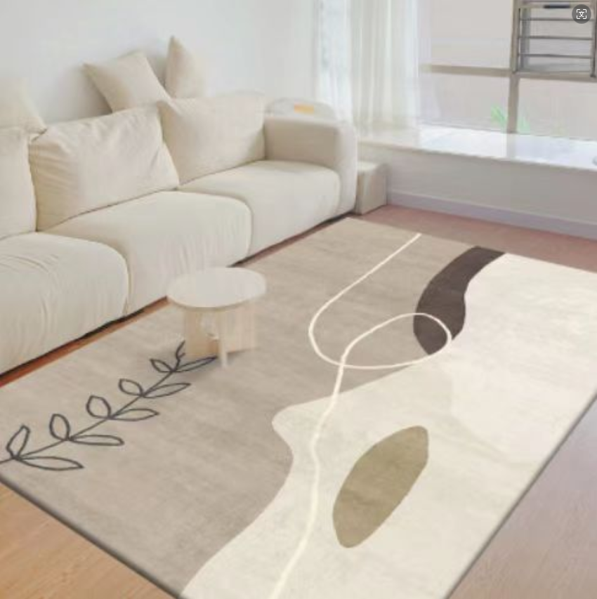 Faux Lambswool Modern Living Room Rug Leaves