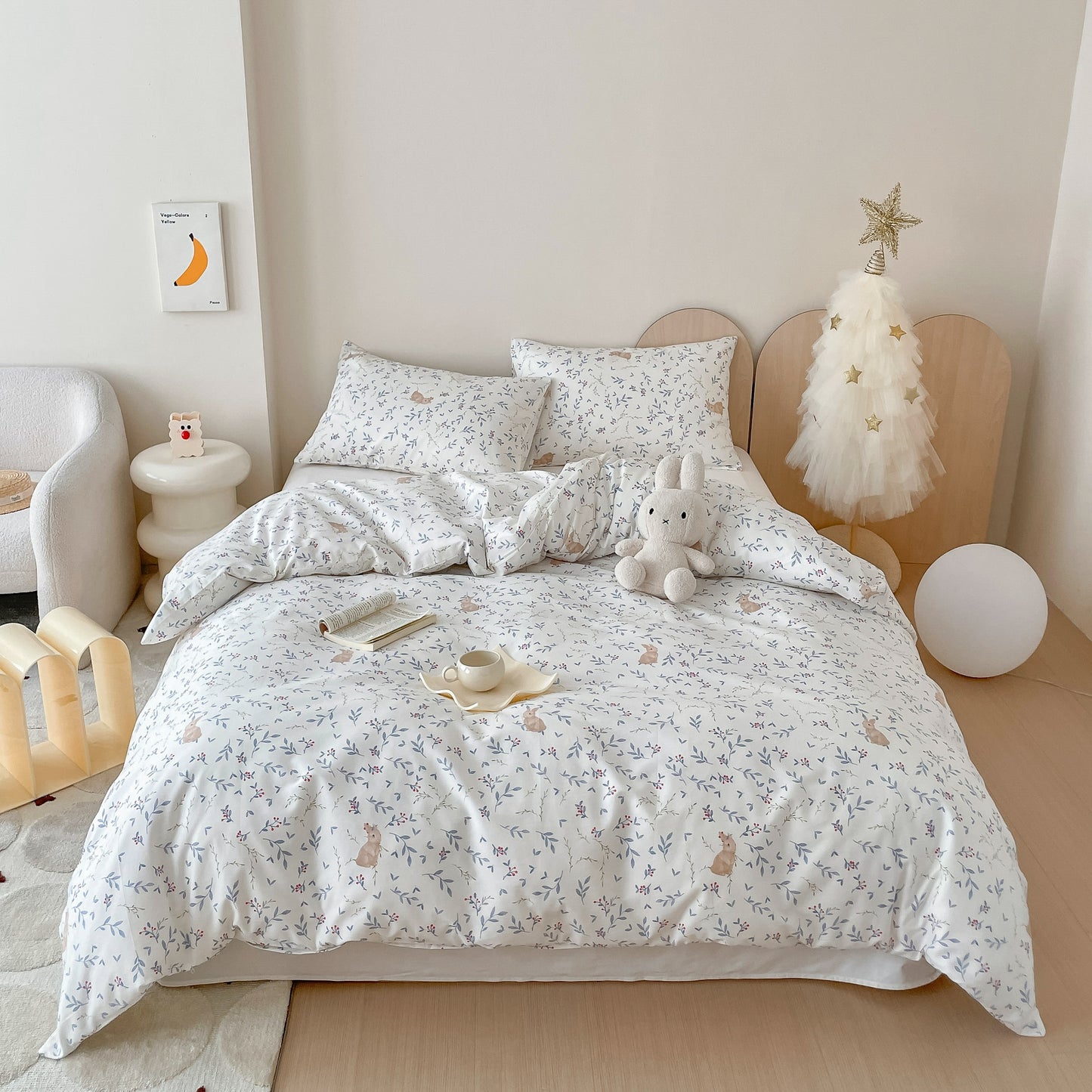 40S Pure Cotton Reversible 3 in 1 Bedding Sets Country Bunny