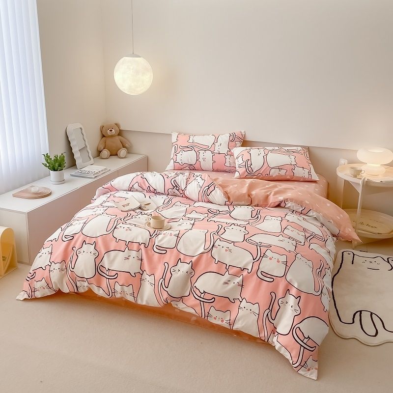 40S Pure Cotton Reversible 3 in 1 Bedding Sets Cat Lover