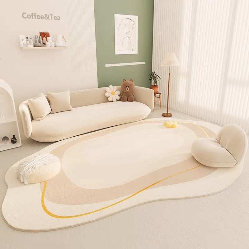 Faux Lambswool Irregular Modern Living Room Rug Slow Sink