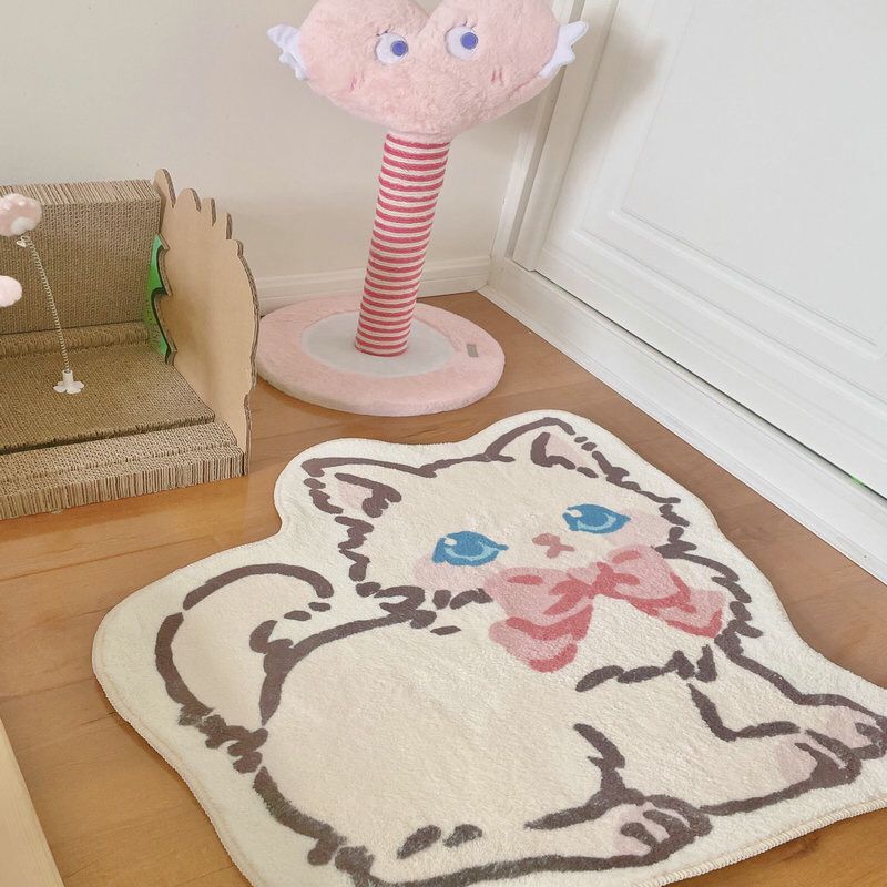 Faux Lambswool Irregular Cute Rug Cute Kitten