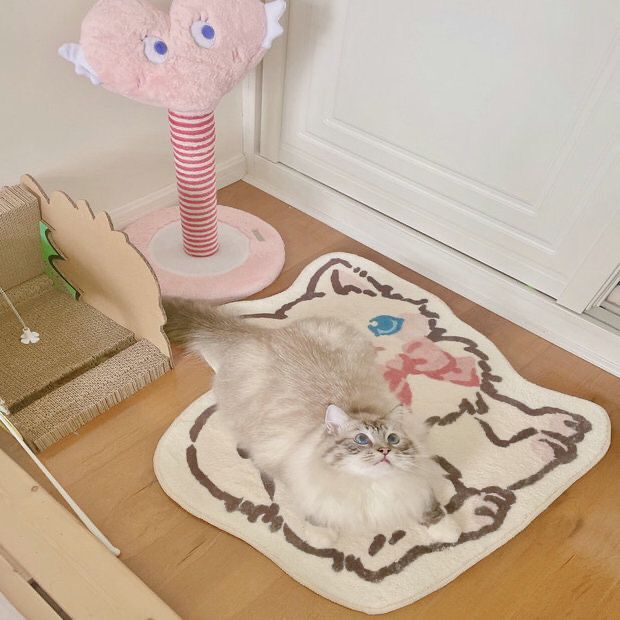 Faux Lambswool Irregular Cute Rug Cute Kitten