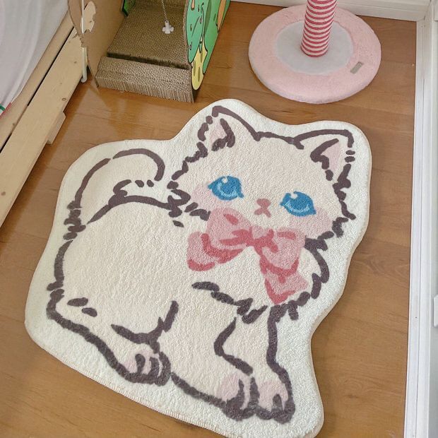 Faux Lambswool Irregular Cute Rug Cute Kitten