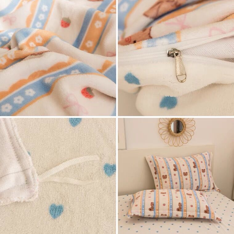 High GSM Milk Velvet 4-Piece Set Strawberry Bear
