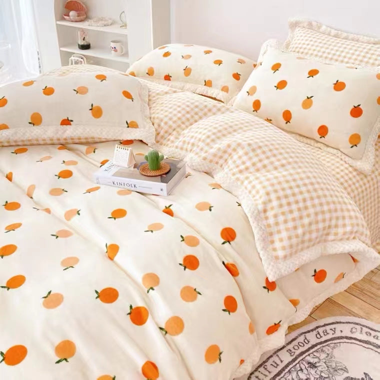 High GSM Milk Velvet Set in 4 Sweet Orange