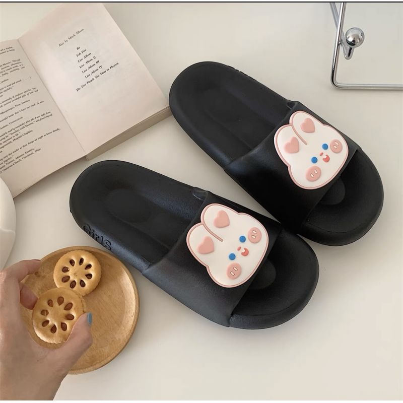 Waterproof Super Soft Bath Slippers Rabbit Black
