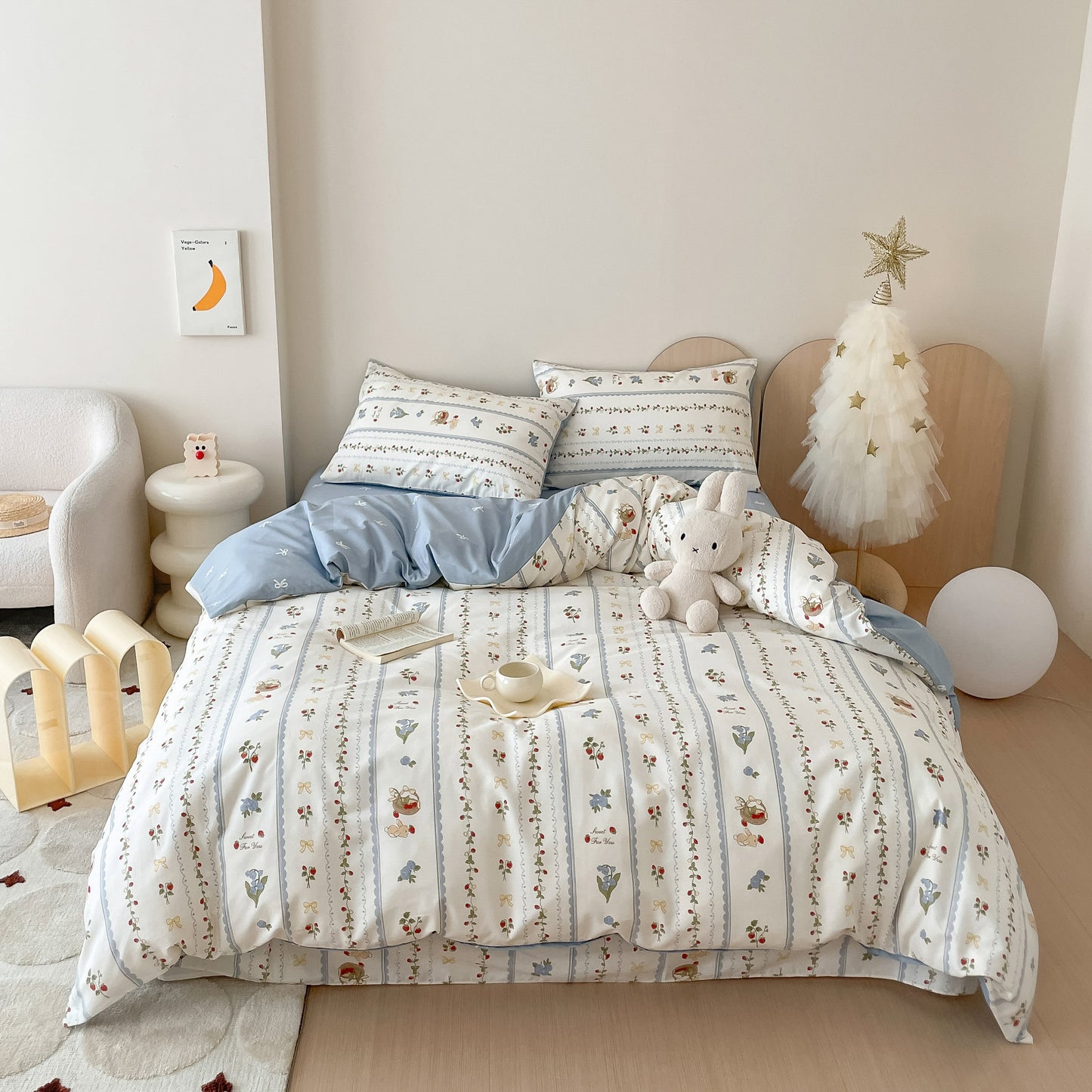 40S Pure Cotton Reversible 4 in 1 Bedding Sets Floral Fun