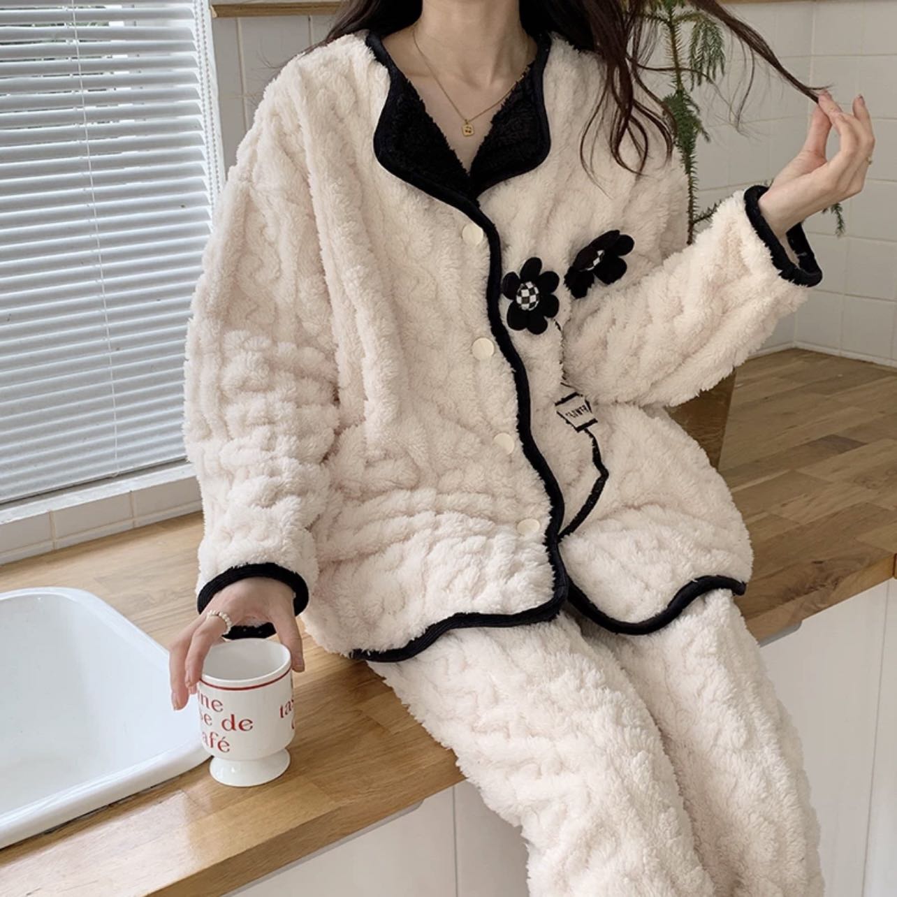 Coral Fleece Super Comfy Loungewear Set Camellia