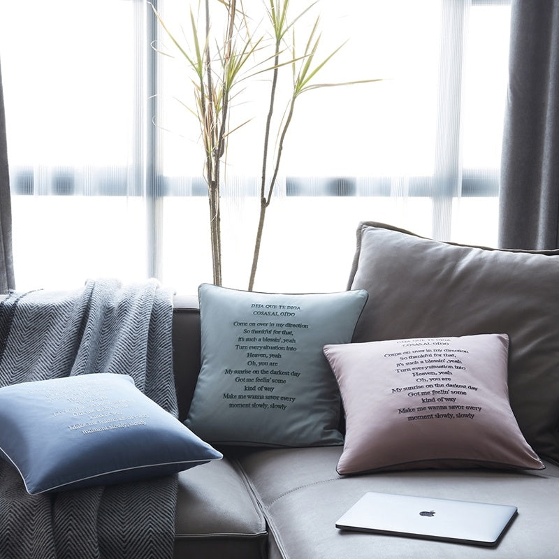 60S Long Staple Cotton Double Solid Color With Broidery-Cushion