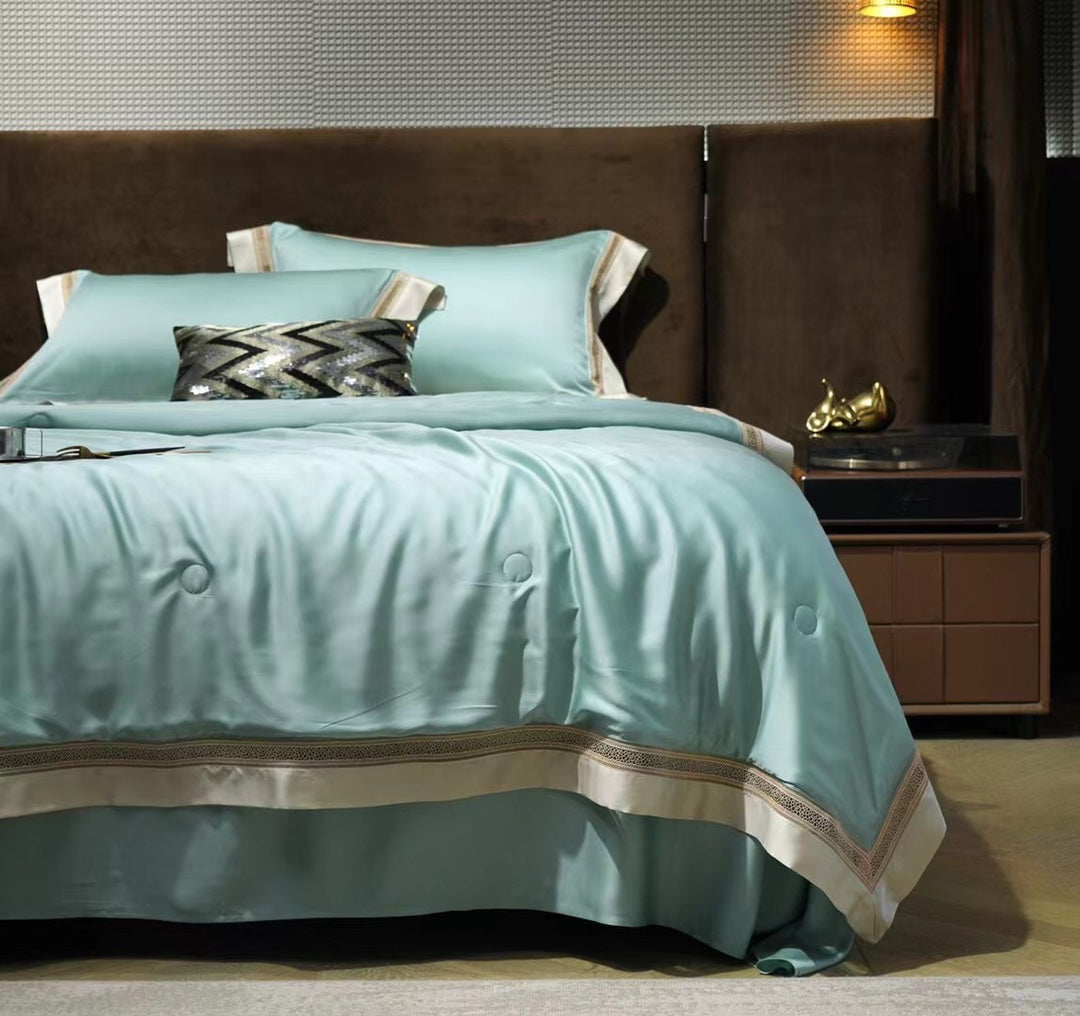 80s Lenzing Tencel Silk Summer Quilt Solid Grass Green