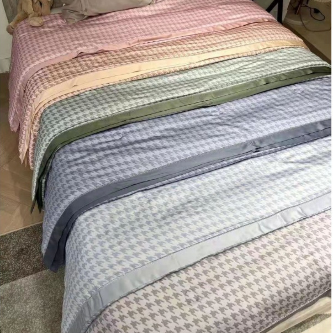 60s Lenzing Tencel Silk Summer Quilt Houndstooth Brown