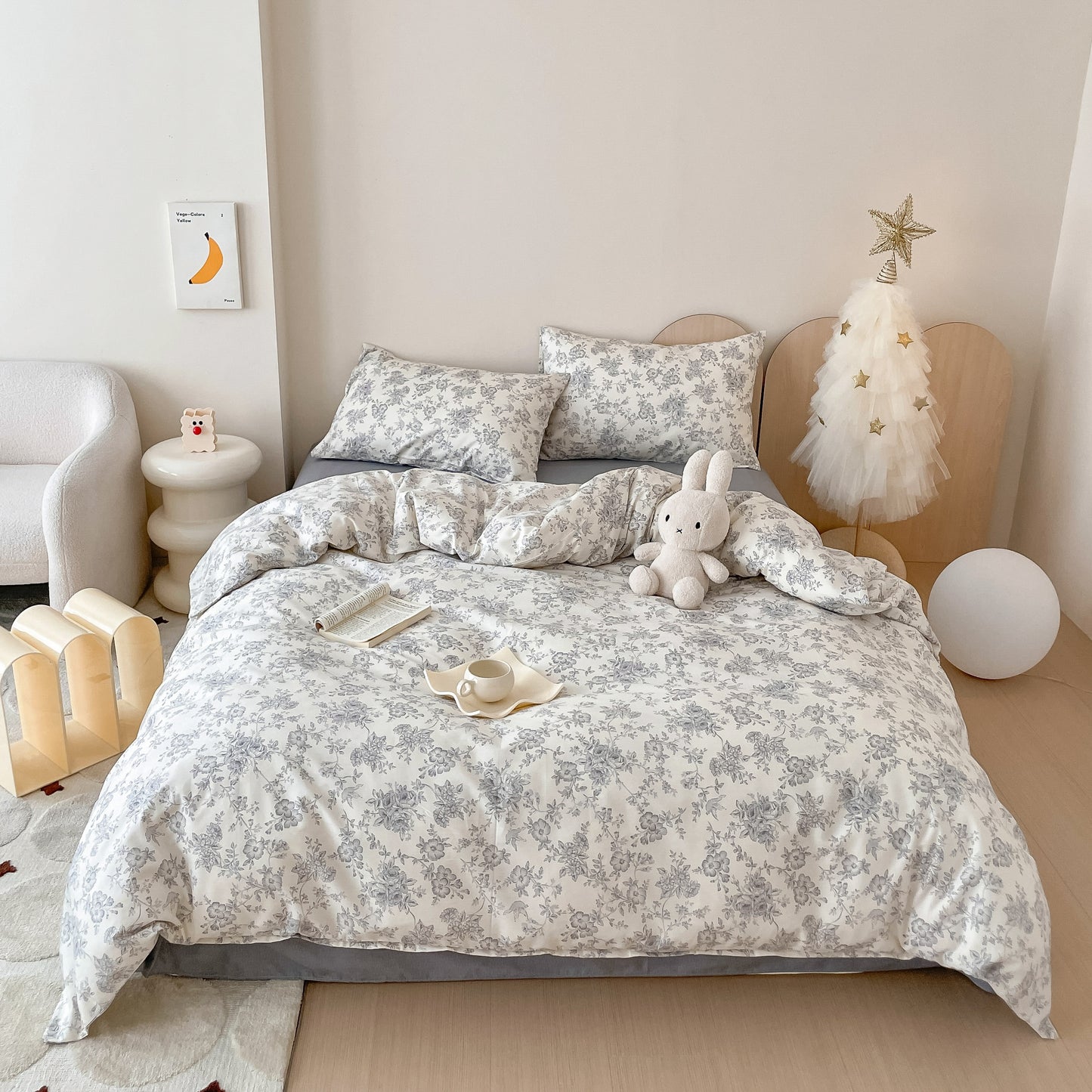 40S Pure Cotton Reversible 4 in 1 Bedding Sets Floral Spring