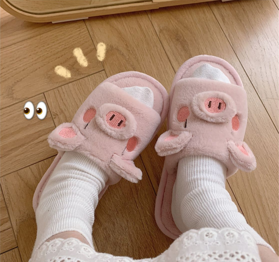 Winter Fluffy and Cute Warm Slippers Pinky Piggy