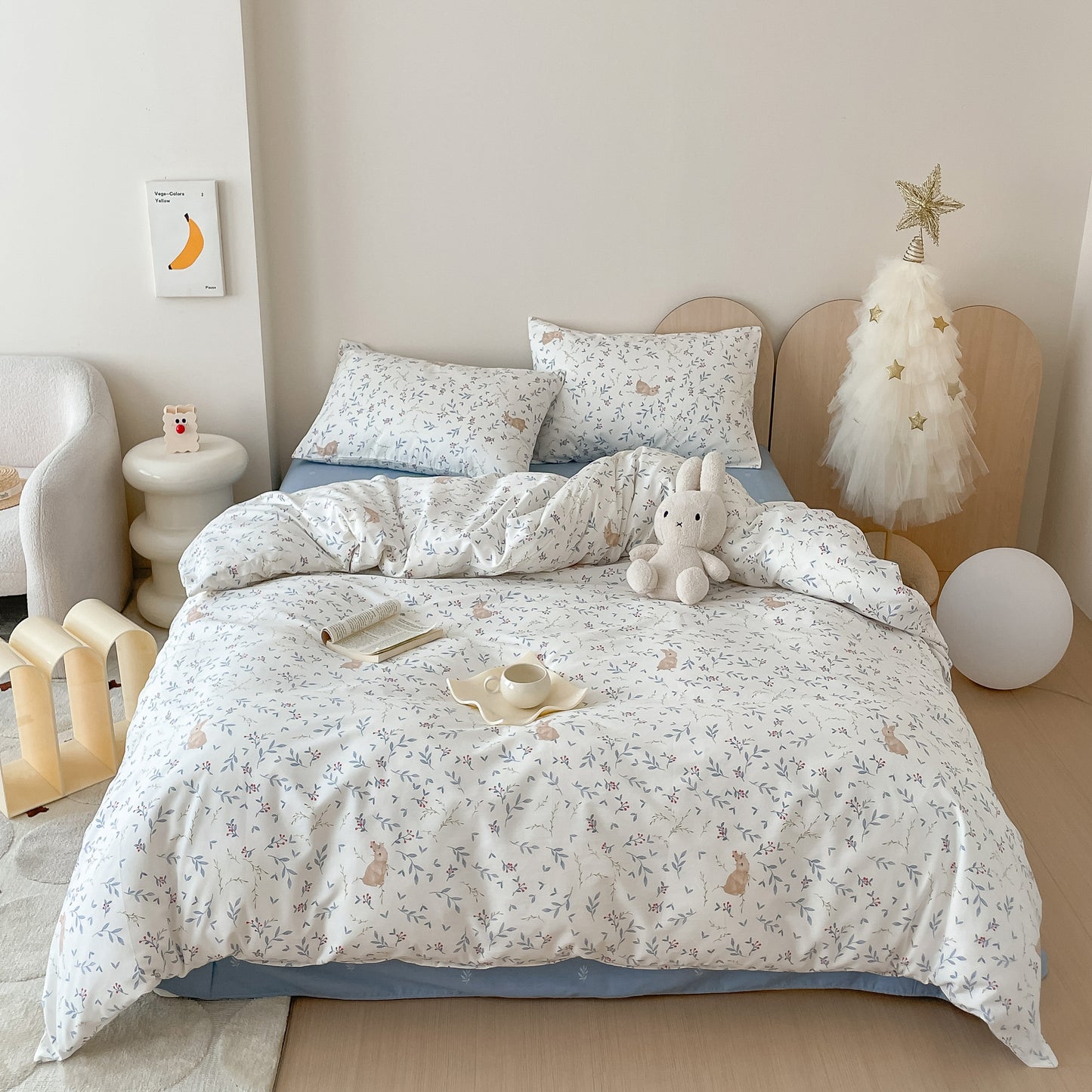 40S Pure Cotton Reversible 4 in 1 Bedding Sets Country Bunny