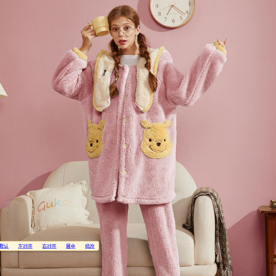 Winter Ultra Warmth Coral Fleece Gown Set Winnie Pink