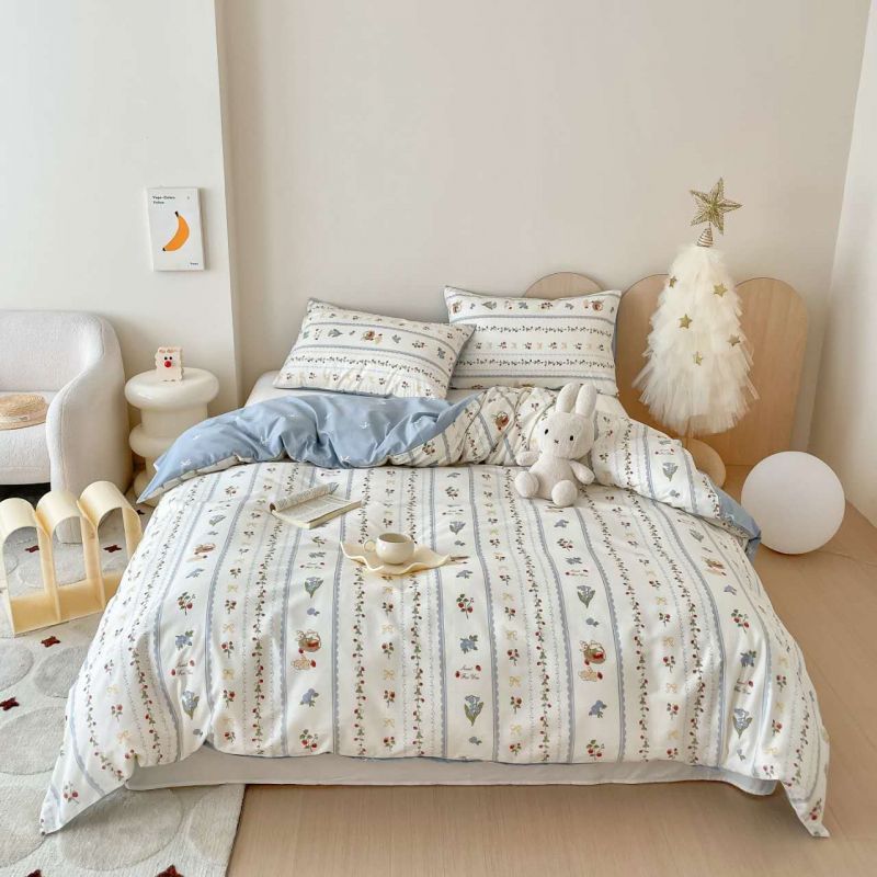 40S Pure Cotton Reversible 3 in 1 Bedding Sets Floral Fun