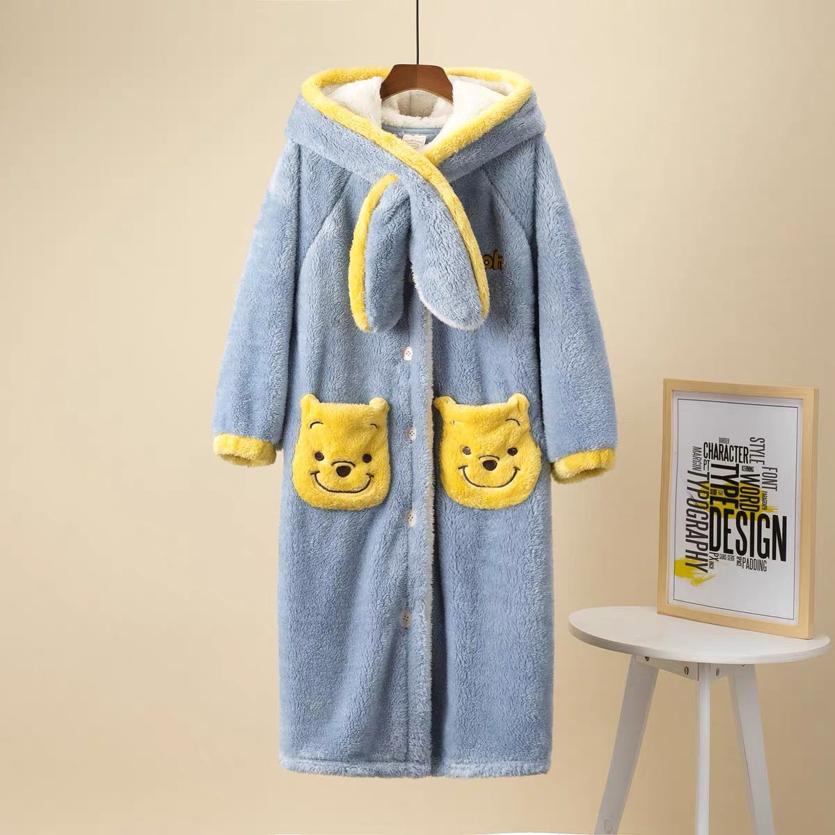 Winter Ultra Warmth Coral Fleece Gown Winnie Blue
