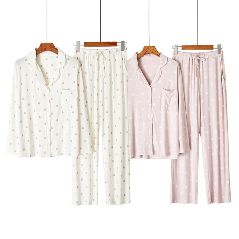 Modal Bear Loose Soft Long Sleeve Trousers Homewear