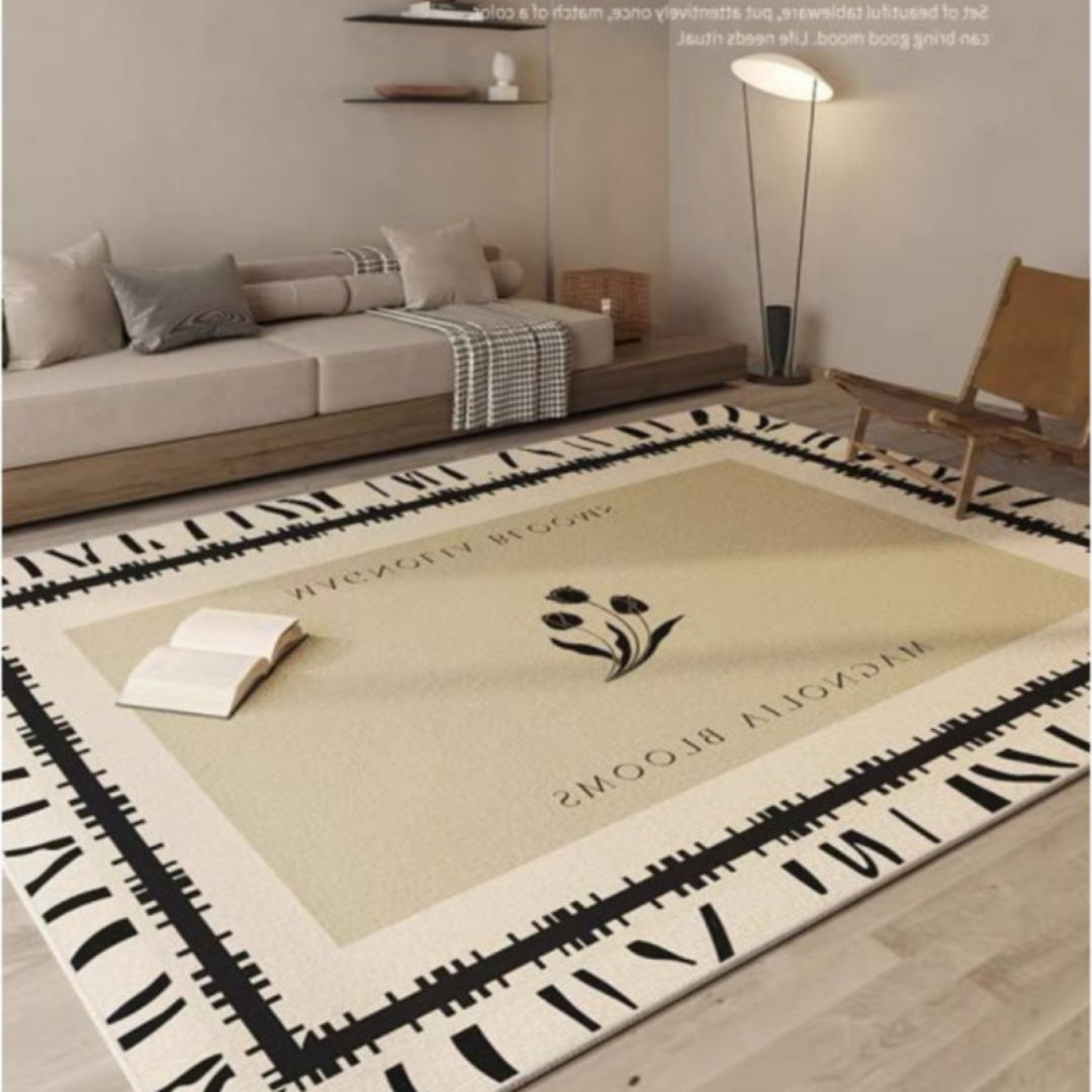 Loop Pile Modern Living Room Rug Black Tulip