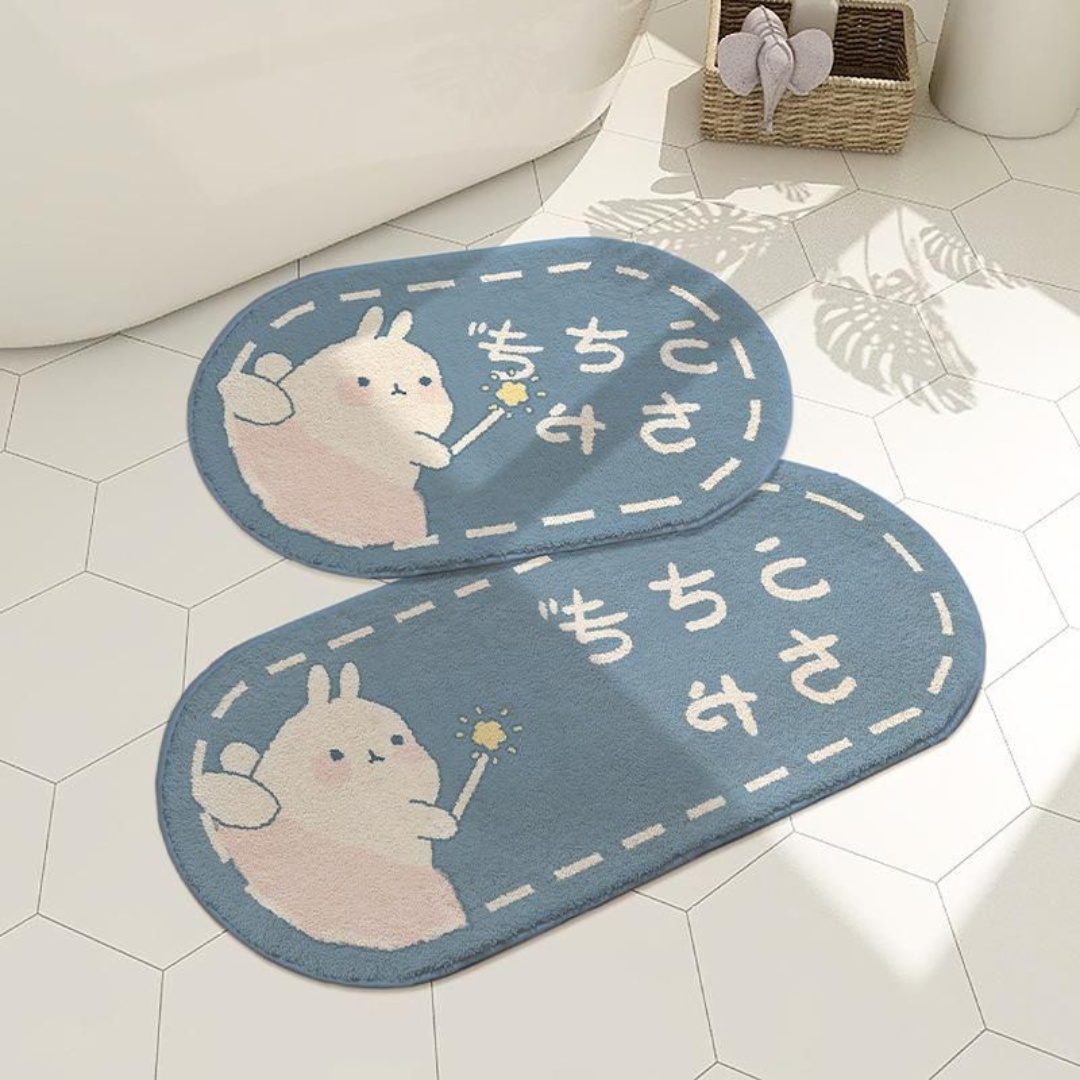 Faux Lambswool Bathroom Absorbent Non-slip Rug Fairy Bunny