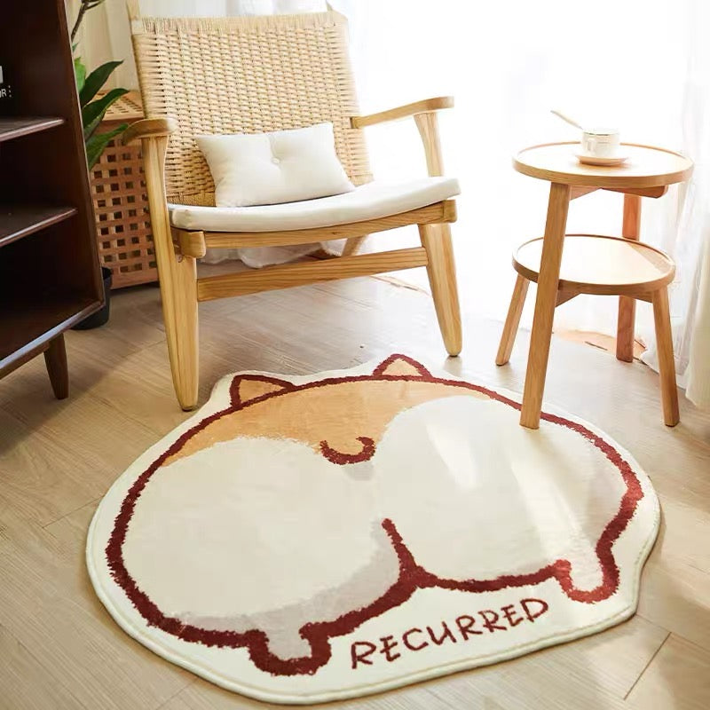 Faux Lambswool Irregular Cute Rug Corgi Puppy
